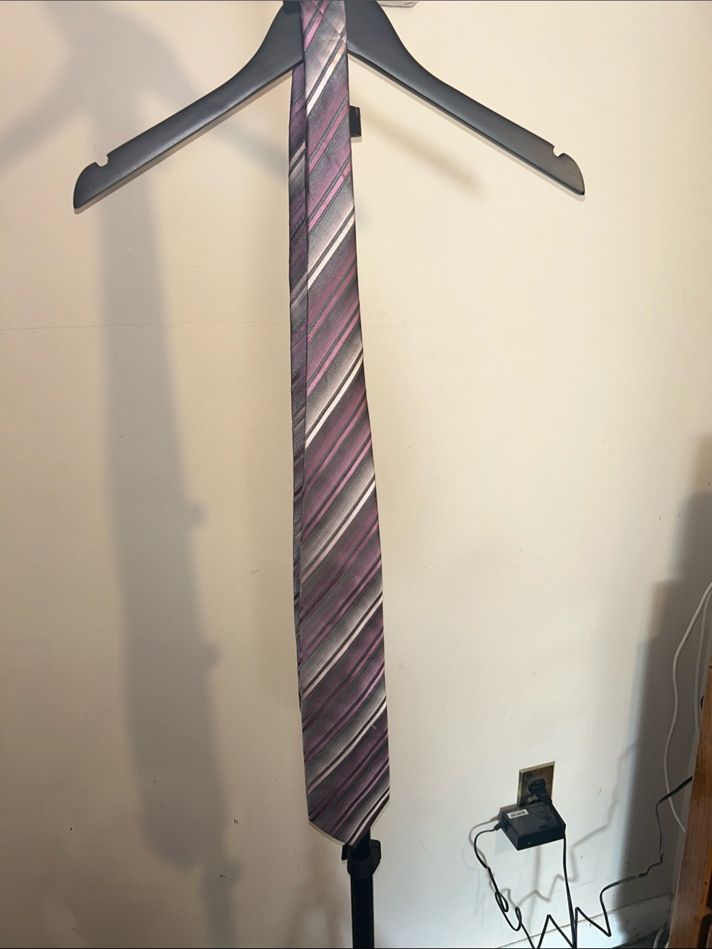 John Ashford Purple and Gray Striped Men's Tie